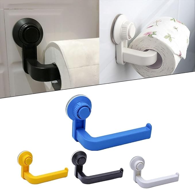 Punch-Free Paper Towel Holder, 10x14.5cm Wall-Mounted Toilet Roll Dispenser with Strong Suction Cup, ABS Material Bathroom Storage Organizer for Kitchen and Restroom(white)