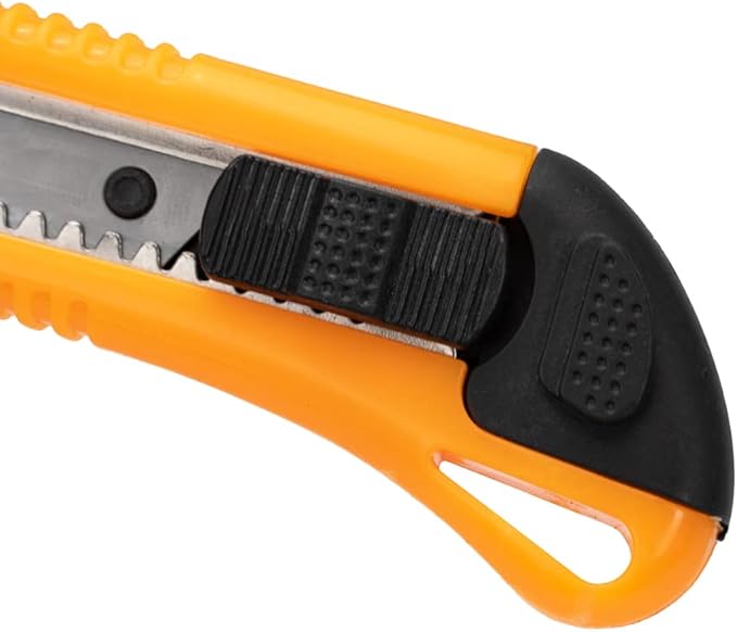 Handy Tek 6.5 Inch Utility Knives, 4 Anti-Slip Box Knives - Heavy Duty, Retractable, Yellow Plastic Box Cutters, Built-In Lock, Sharp Blade - Restaurantware