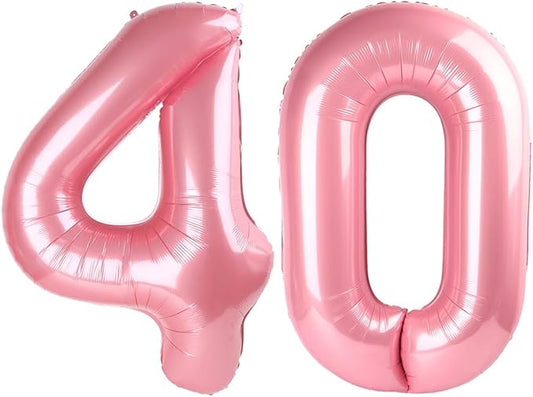 40 Inch Party Decoration, Glamorous 40th Birthday Party Decorations for Women Men Parents, Pearl Pink Big Number Balloon for Wedding Anniversaries Decoration