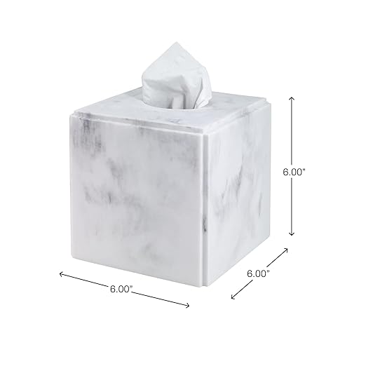 Avanti Linens - Tissue Box Cover, Resin Countertop Decor, Marble Design (Catania Collection)