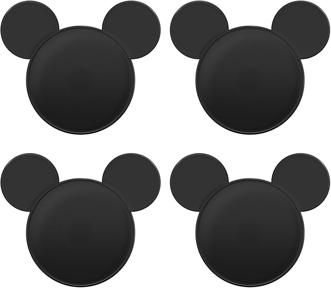 Funny Mouse Ears Coasters Non-Slip Black Drink Coasters for Bars, Party, Office, Home Decor Tabletop Protection Birthday Wedding Housewarming Easter Gifts Ideas - Set of 4