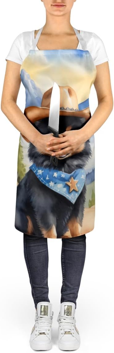 Caroline's Treasures Pomeranian Cowboy Welcome Apron Cooking Kitchen Server Baking Crafts Gardening for Adult Women Men, Unisex, Large, Multicolor