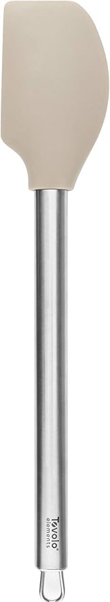 Tovolo Elements Silicone Spatula with Metal Handle for Cooking Baking Mixing Stirring & More, Easy Clean Dishwasher Safe Silicone Spatula with Stainless Steel Handle Kitchen Utensils, Warm Gray