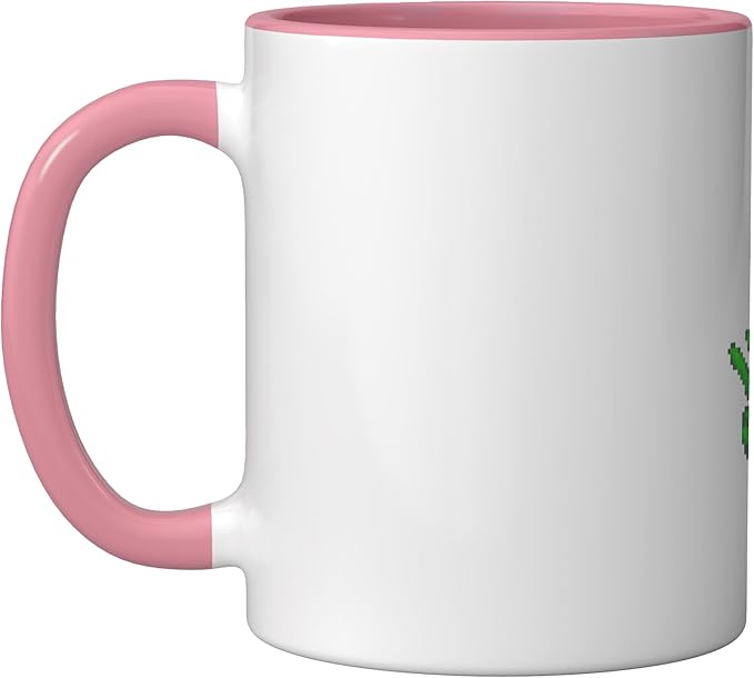 Art Alien Peace Sign UFO Ceramic Mug, Pink/White