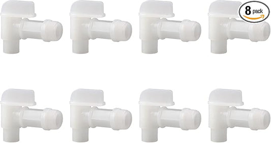 8Pcs 3/4” Male Barrel Faucet for 5 Gallon Water Jugs Plastic Drum Faucet Spigot Replacement Water Spigot by MUGLIO (White)