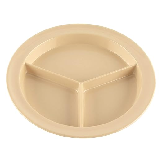 G.E.T. CP-530-T Tan 9" 3-Compartment Plate, Break Resistant Dishwasher Safe Melamine Plastic, Supermel Collection (Pack of 12)