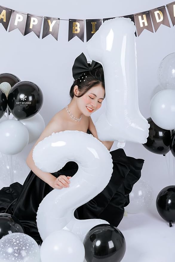 Numbers Balloon 3, 40 Inch Large White Balloon for Three Year Old Birthday Decor, 3 13 30 31 Birthday Party Decorations for Wedding Supplies