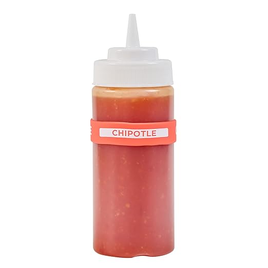 Restaurantware Silicone Squeeze Bottle Band 10 Count 2.75 Inch Dishwasher Safe Condiment Identification Band, Chipotle Red Non-Slip Label Band for Condiment Labeling at Restaurants, Food Trucks