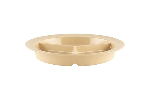 G.E.T. CP-530-T-EC Heavy-Duty 3 Compartment Plastic Divided Compartment Plates, Deep Sided, 9", Tan (Set of 4)