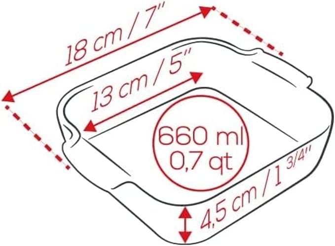 Peugeot Appolia Petite Square Baking Dish Red-7 x 5 x 2in