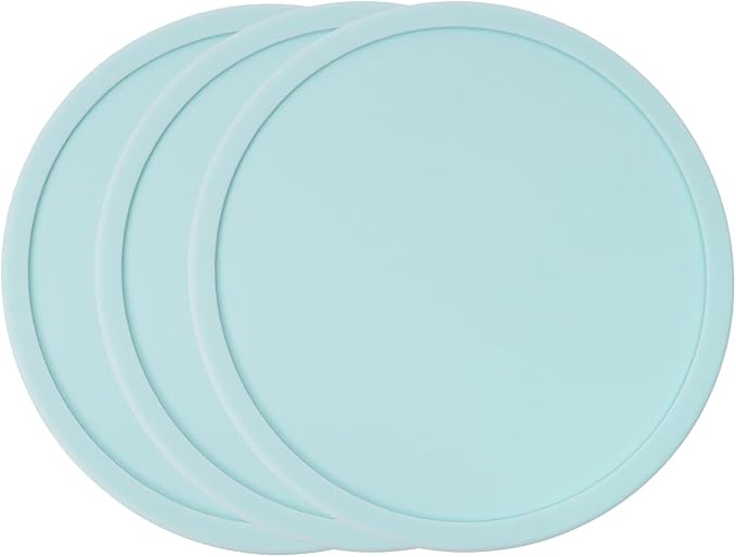 ONLYKXY 3 Pieces 3.93 Inch Silicone Coasters, Round Coasters for Drinks, Beverage Coffee Tea Coaster (Light Blue)