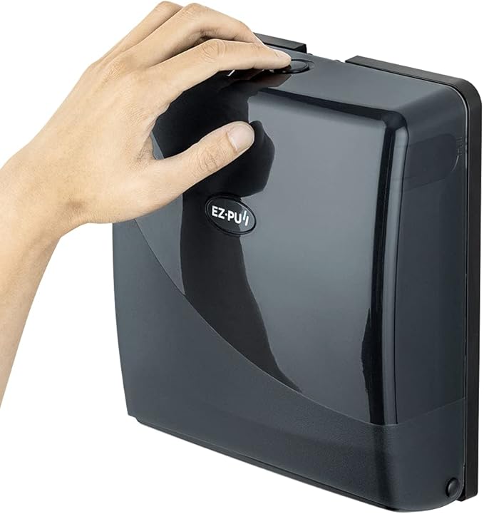 EZbrnd Wall Mount SLIMFOLD Hand Towel Dispenser for Kitchen/Washroom/Office/RV/Airbnb, Pearl Black, 3210B-EZ