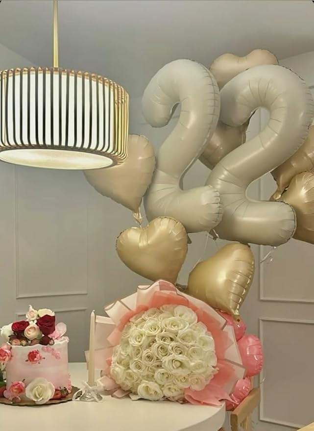 40 Inch Balloon 23 Number, Big Foil 23th Birthday Balloons Decorations for Women, Cream Number Balloon for 2 3 23 32 Wedding Memorial Day's Graduation Supplies
