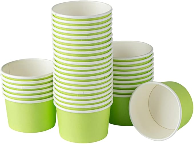 Coppetta 3 Ounce Paper Cups, 200 Durable To Go Cups - Lids Sold Separately, Disposable, Green Paper Dessert Cups, Freezable, For Cafes And Restaurants - Restaurantware