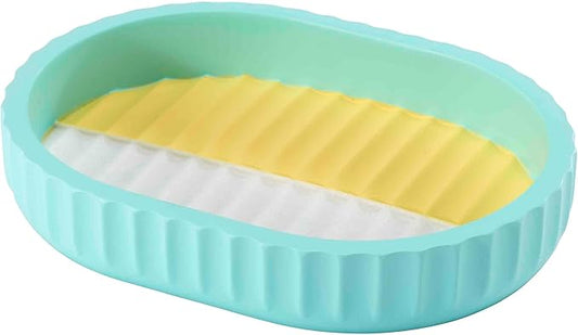 IZOD - Soap Dish, Resin Countertop Bathroom Accessories, Dorm Room Essentials, Striped Bathroom Decor (Clubhouse Collection, Aqua)