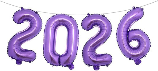 16 Inch 2026 Balloons Number 2026 Foil Balloons for New Years Eve Party Supplies Anniversary Party Graduation Decorations Home Office Decoration (2026 Purple)
