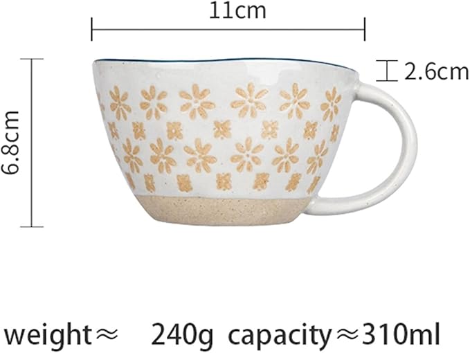 Latte Mug 10.5 Oz Japanese Vintage Ceramic Coffee Mug with Handgrip Heat Resistant Coffee Cup for Breakfast Milk Oatmeal Coffee Office Home for Any Kitchen (Color : 1) (D)