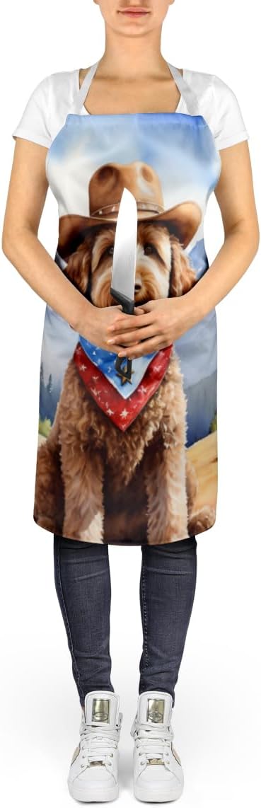 Caroline's Treasures Labradoodle Cowboy Welcome Apron Cooking Kitchen Server Baking Crafts Gardening for Adult Women Men, Unisex, Large, Multicolor