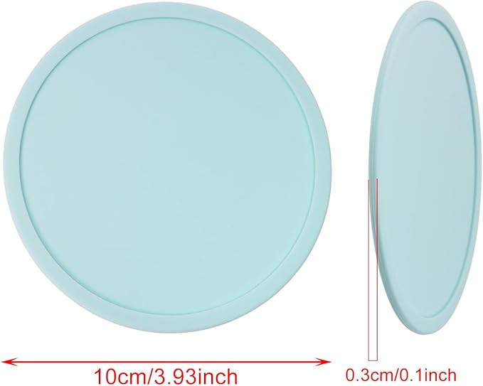 ONLYKXY 3 Pieces 3.93 Inch Silicone Coasters, Round Coasters for Drinks, Beverage Coffee Tea Coaster (Light Blue)