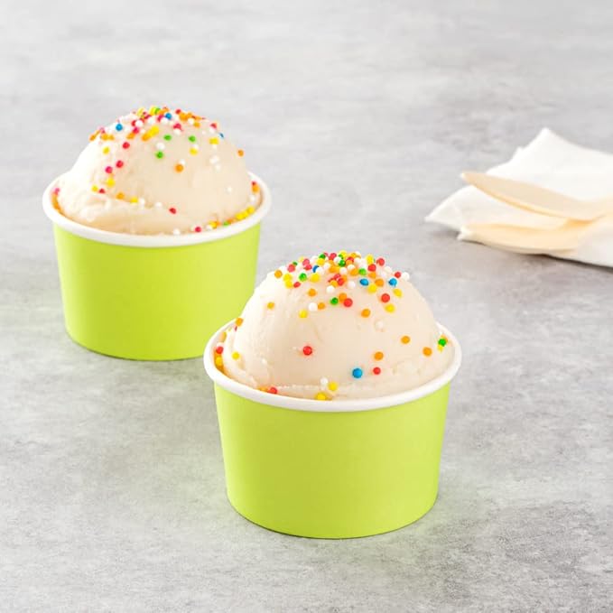 Coppetta 3 Ounce Paper Cups, 200 Durable To Go Cups - Lids Sold Separately, Disposable, Green Paper Dessert Cups, Freezable, For Cafes And Restaurants - Restaurantware