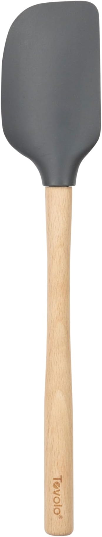 Tovolo Silicone Spatula Wooden Handle for Cooking Baking Mixing, Heat Resistant Food Safe BPA Free Flexible Silicone Baking Spatula with Wood Handles Kitchen Utensils Nonstick Safe, Charcoal Gray
