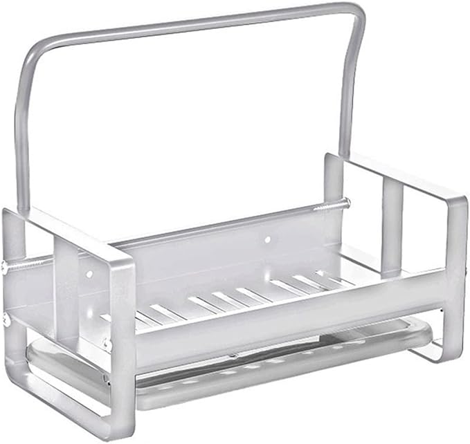 Kitchen Storage Rack Sponge Holder Kitchen Sink Caddy Rack Organizer Storage Rack with Drain Tray Soap Sink Drain Rack Kitchen Accessories Storage Shelves (Color : Gold) (Gold)