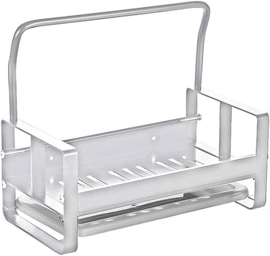 Kitchen Storage Rack Sponge Holder Kitchen Sink Caddy Rack Organizer Storage Rack with Drain Tray Soap Sink Drain Rack Kitchen Accessories Storage Shelves (Color : Gold) (Gold)
