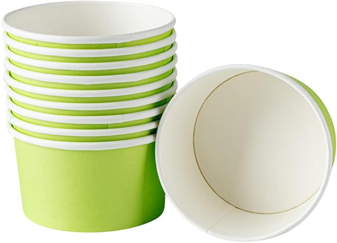 Restaurantware-Coppetta 8-Ounce Dessert Cups, 200 Disposable Ice Cream Cups - Lids Sold Separately, Sturdy, Light Green Paper Frozen Yogurt Bowls, For Hot And Cold Foods, Perfect For Gelato Or Mousse