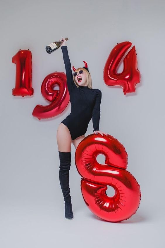 40 Inch Number 8 Balloon, Red 8 18 28 80 Birthday Balloons for Men Boys, 8th Birthday Decorations Party Supplies, Wedding, Graduations