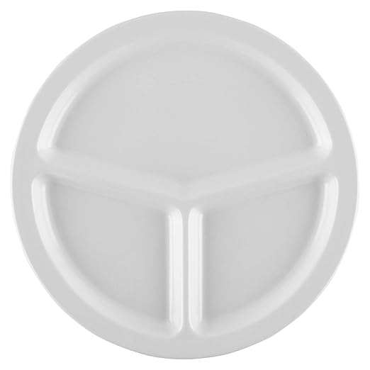 G.E.T. CP-533-W Melamine 3-Compartment Divided Plates, 10", White (Set of 12)