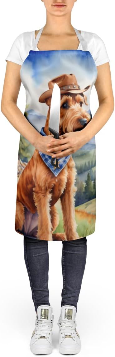 Caroline's Treasures Irish Terrier Cowboy Welcome Apron Cooking Kitchen Server Baking Crafts Gardening for Adult Women Men, Unisex, Large, Multicolor