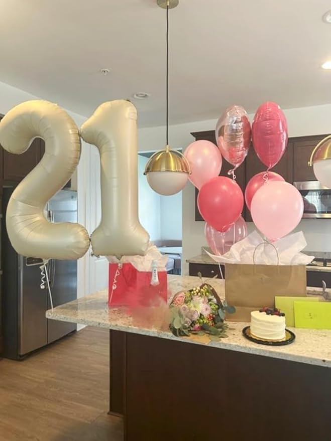 Cream Number 6 Balloon Balloons, Happy Birthday Decoration for 6th, 40 Inch Six Number Balloons for 6, 16, 26, 60, 2026 Wedding Anniversaries Singles Party, 2026 New Years Eve Party