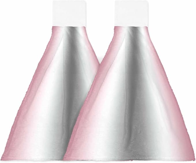 Alandar Home Kitchen Tie Towel Set of 2, Abstract Pink White Gray Gradient Absorbent Soft Hand Towels for Bathroom Hanging Towels, Minimalist Ombre Art Fast Drying Cleaning Cloth with Loop