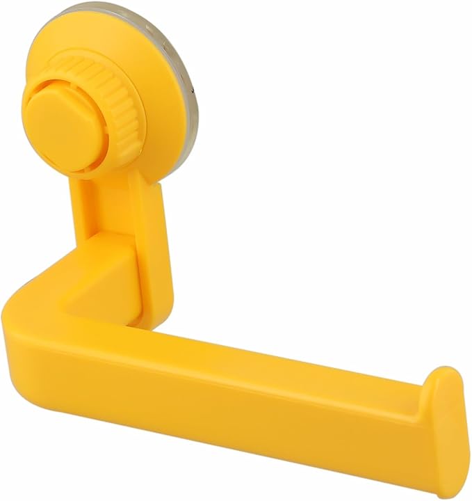 Punch-Free Paper Towel Holder, 10x14.5cm Wall-Mounted Toilet Roll Dispenser with Strong Suction Cup, ABS Material Bathroom Storage Organizer for Kitchen and Restroom(Yellow)