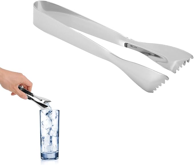 Ice Tongs Food Grade Thicken Stainless Steel Prevents Slipping Sugar Food Tweezers for Home Kitchen Bar Mirror Ice Bucket Party Coffee Bar (Mirror)