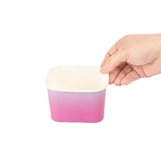 Restaurantware Paper Cups 200 Count 12 Ounce Square Disposable Ice Cream Containers, Leak-Resistant Paper Dessert To Go Cups, Hot And Cold Food, Durable Purple And Blue Ombre Design