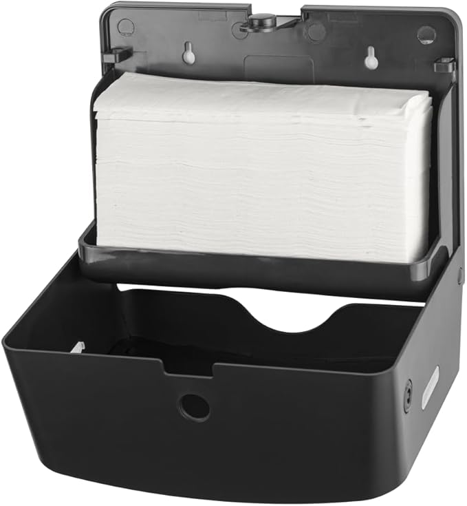 EZbrnd Wall Mount MULTIFOLD Paper Towel Dispenser for Kitchen/Bathroom/Office/RV/Airbnb, Black, 3200B-EZ