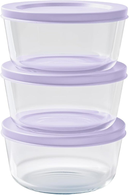 DURA LIVING Borosilicate Glass Food Containers - 6 Piece Set (2 cup) - Premium Storage Solution Microwave & Dishwasher Safe, BPA-Free Lids, White