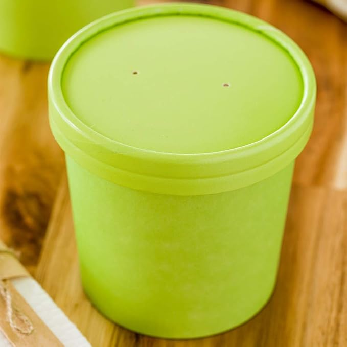 Restaurantware-LIDS ONLY: Bio Tek Lids For 8/12 Ounce Soup Containers, 200 Vented Lids For Paper Soup Containers - Soup Cups Sold Separately, Microwavable, Green Paper Lids, Hot And Cold Foods