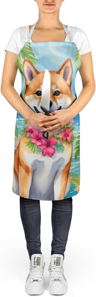 Caroline's Treasures Shiba Inu Luau Apron Cooking Kitchen Server Baking Crafts Gardening for Adult Women Men, Unisex, Large, Multicolor