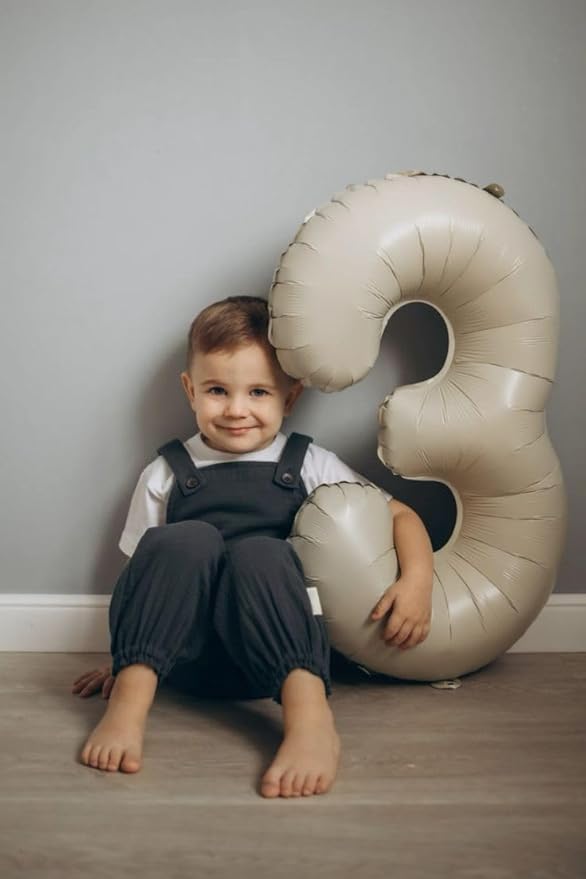 Balloon Numbers 40 Inch 5 Ballon for 5th Birthday Decorations, 15 25 35 50 Big Beige Number Balloons for Wedding Photo Shoot Party Decor