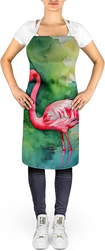 Caroline's Treasures Flamingo Apron Cooking Kitchen Server Baking Crafts Gardening for Adult Women Men, Unisex, Large, Multicolor