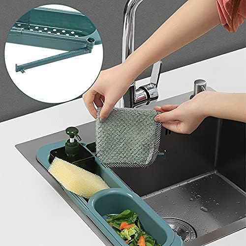 Kitchen Storage Rack Retractable Drain Basket Sink Rack Telescopic Drain Rack Filter Leftovers Drain Basket Dishwashing Cloth Storage Kitchen Tools Storage Shelves (Color : Style A) (Style a )