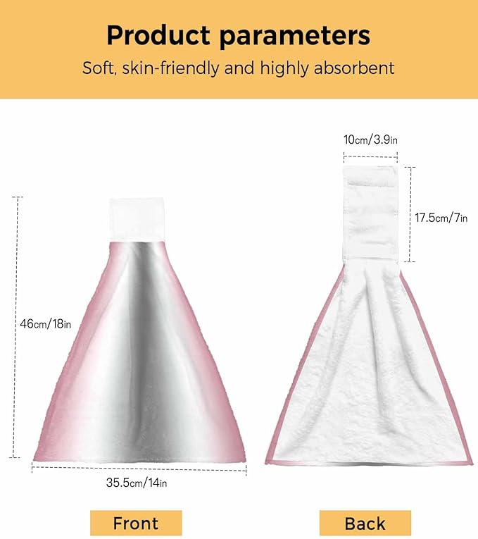 Alandar Home Kitchen Tie Towel Set of 1, Abstract Pink White Gray Gradient Absorbent Soft Hand Towels for Bathroom Hanging Towels, Minimalist Ombre Art Fast Drying Cleaning Cloth with Loop