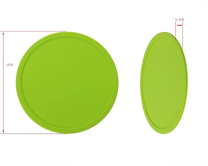 ONLYKXY 3 Pieces 3.93 Inch Silicone Coasters, Round Coasters for Drinks, Beverage Coffee Tea Coaster (Green)