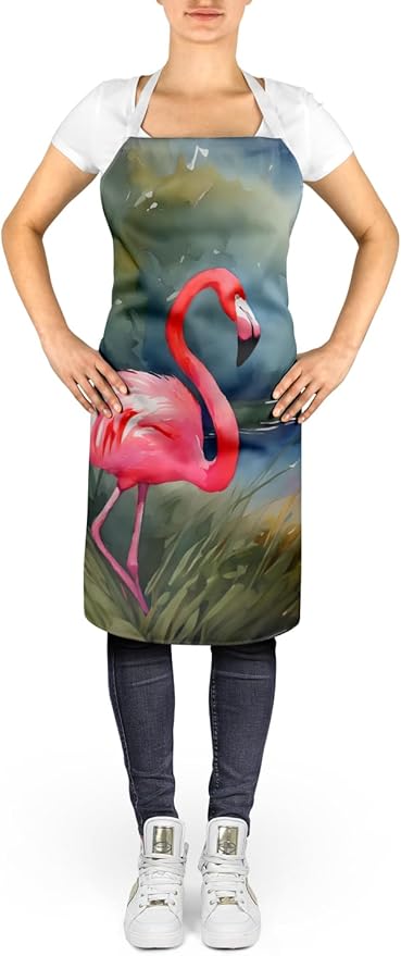 Caroline's Treasures Flamingo Apron Cooking Kitchen Server Baking Crafts Gardening for Adult Women Men, Unisex, Large, Multicolor