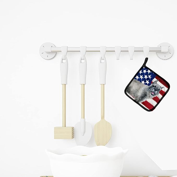 Caroline's Treasures BB9662PTHD Schnauzer Patriotic Pair of Pot Holders Kitchen Heat Resistant Pot Holders Sets Oven Hot Pads for Cooking Baking BBQ, 7 1/2 x 7 1/2