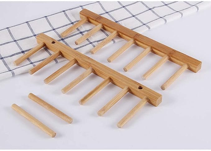 2pcs Wood Dish Racks Kitchen Countertop Plate Drainers Kitchen Supplies