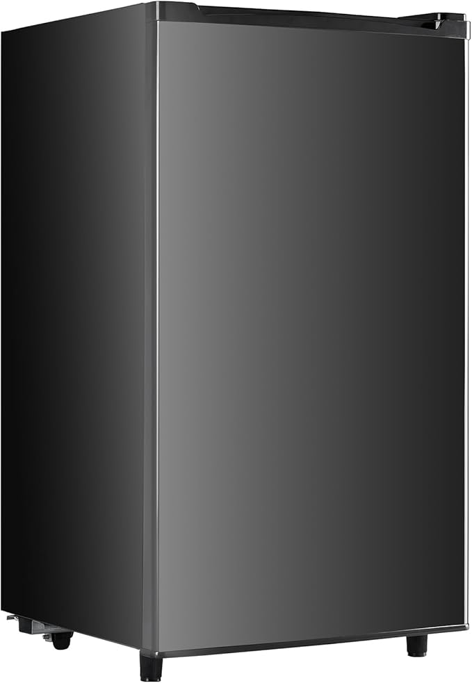 Sweetcrispy 3.2 Cu.Ft Mini Fridge with Freezer Small Refrigerator Single Door Adjustable Thermostat Energy-efficient Low Noise, Compact Fridge for Bedroom, Office, Dorm (Black)
