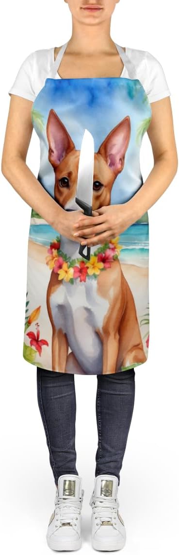 Caroline's Treasures Basenji Luau Apron Cooking Kitchen Server Baking Crafts Gardening for Adult Women Men, Unisex, Large, Multicolor